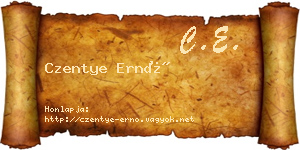 Czentye Ernő névjegykártya